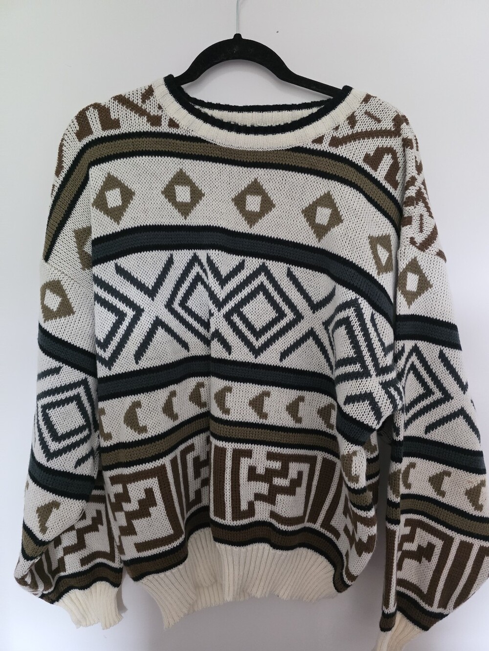 GITANO Vintage 90s Retro Pullover Southwest AZTEC Style Crew Neck Sweater Men XL